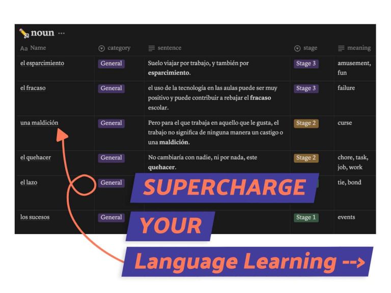 Notion Vocabulary Template