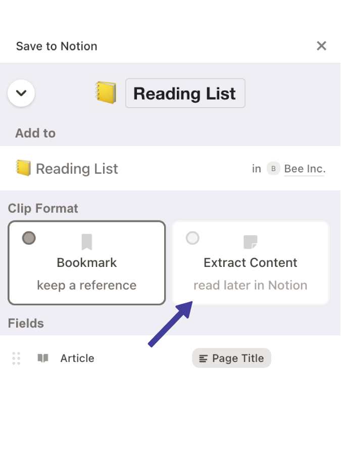 Choose Bookmark Type