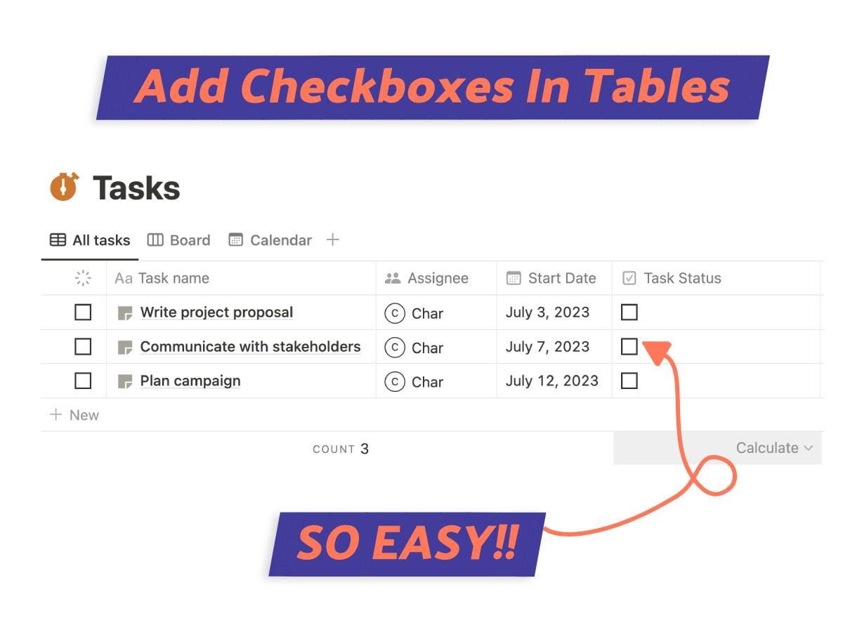 How To Add Checkbox In Notion Table