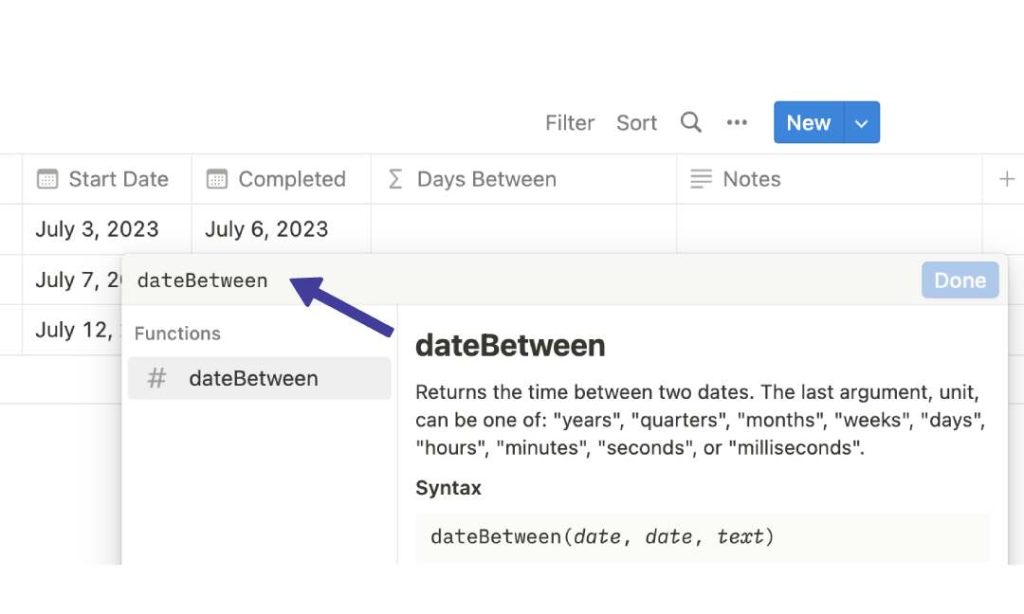 Date Between Formula