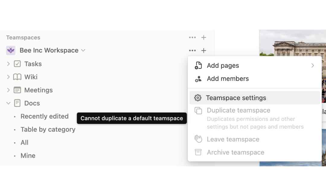 Default Teamspace Error