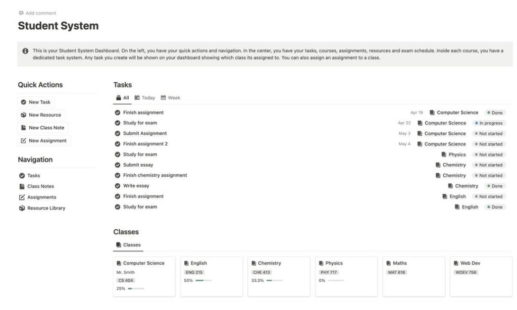 Notion Student System
