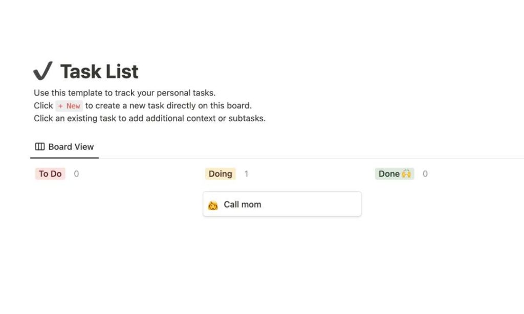 Notion Task List