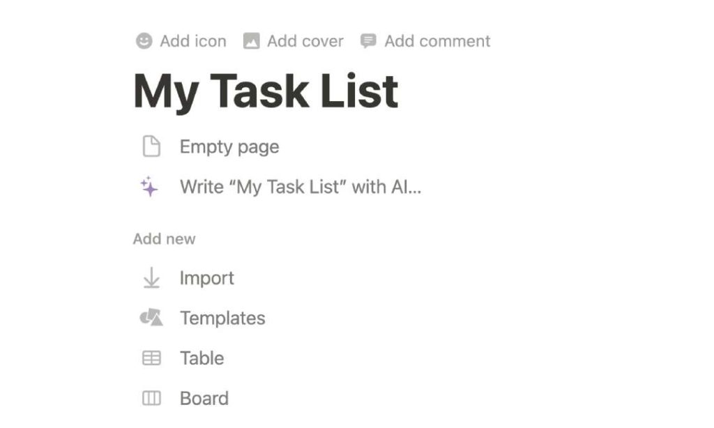 Task List Open a Page