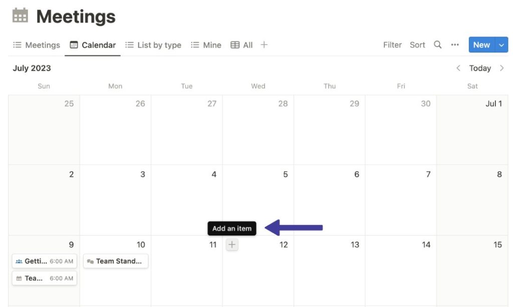 Add Calendar Item