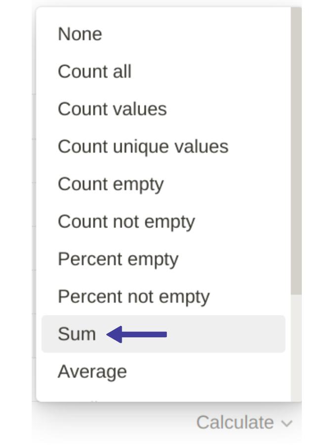 Select Sum Formula