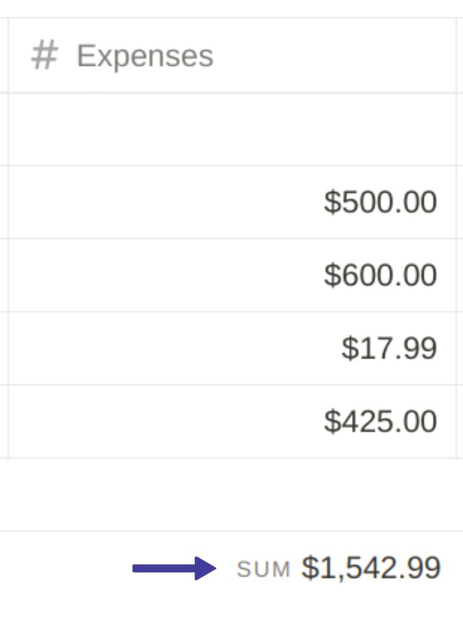 Total Expenses Displayed