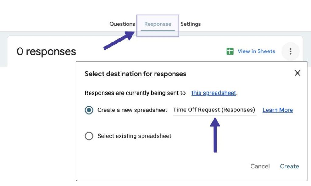 Select Destination For Responses