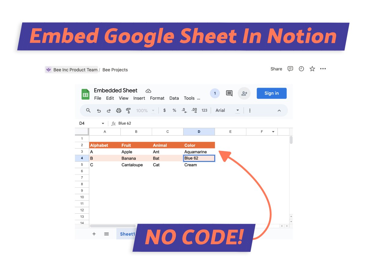 Embed Google Sheet in Notion