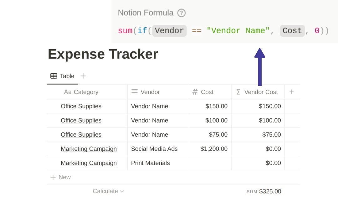 Sum IF Expense Tracking